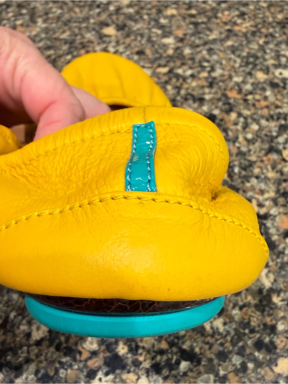 Yellow Tieks  Ballet Flats with Teal Accent size 10 - Picture 4 of 9